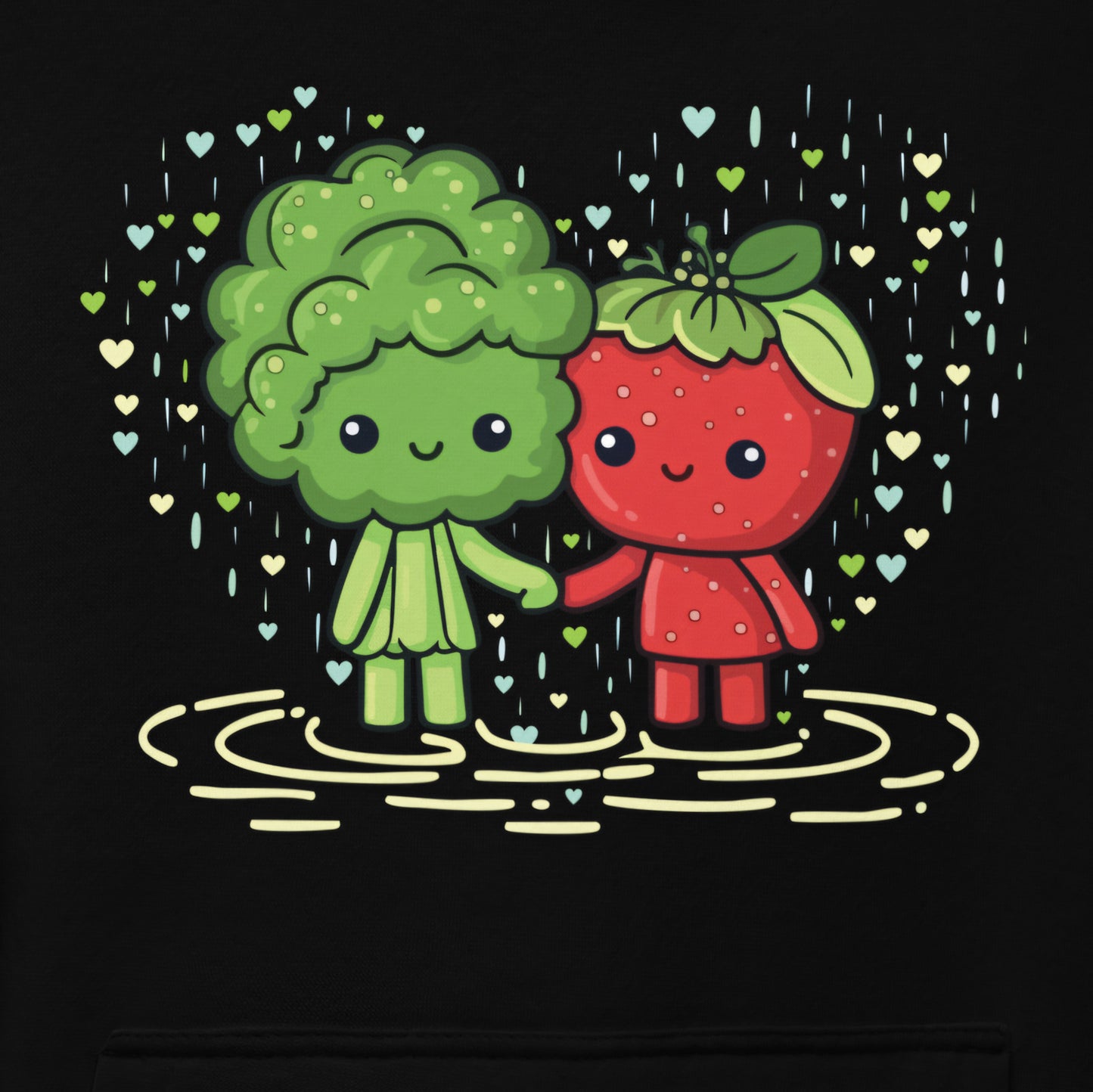 Girls Raining Veggie Love Hoodie - Black