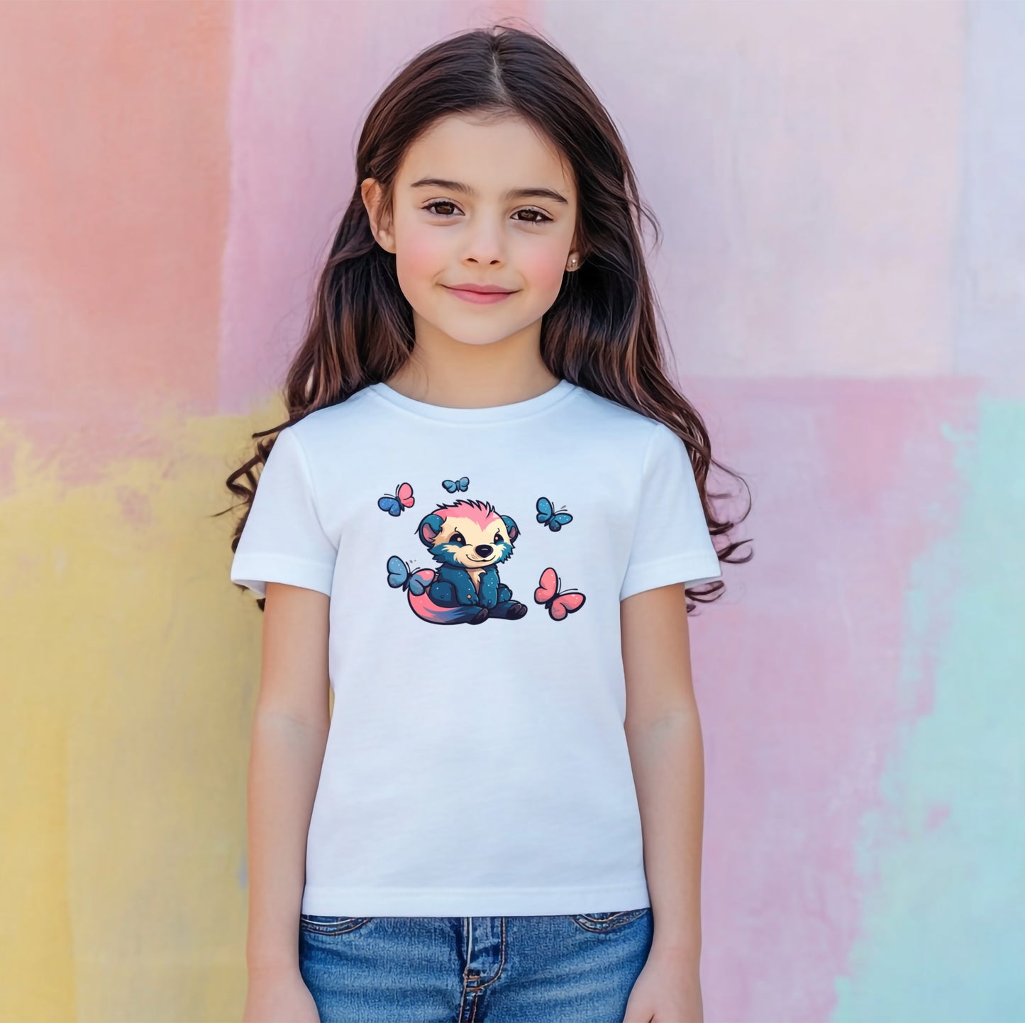 Girls Baby Raccoon Short-Sleeve Tee - White
